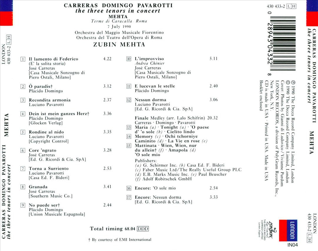 Three Tenors in Concert cover art