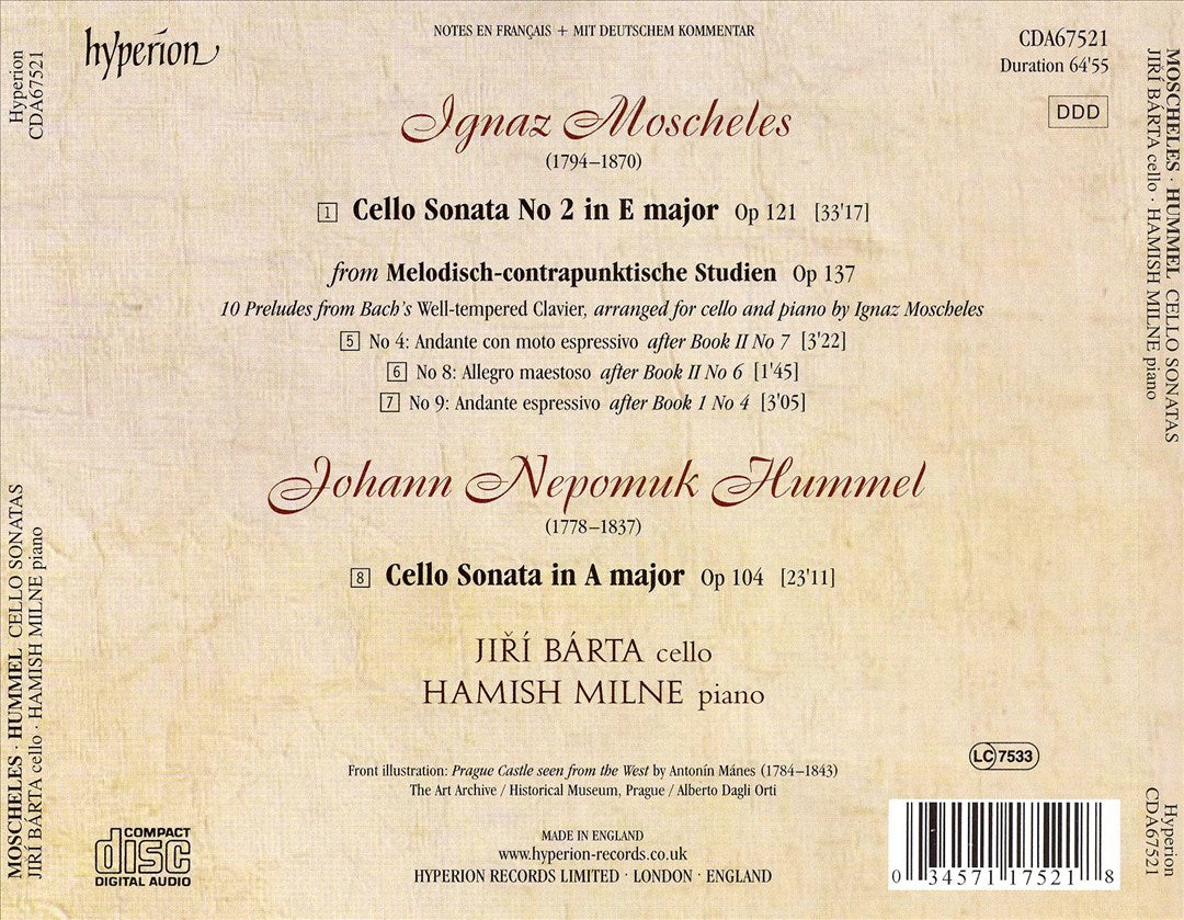 Moscheles, Hummel: Cello Sonatas cover art
