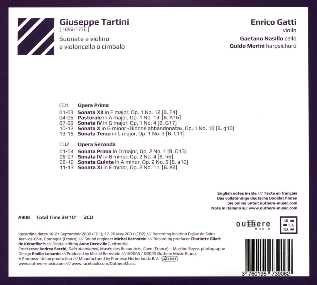 Giuseppe Tartini: Suonate a violino e violoncello o cimbalo cover art