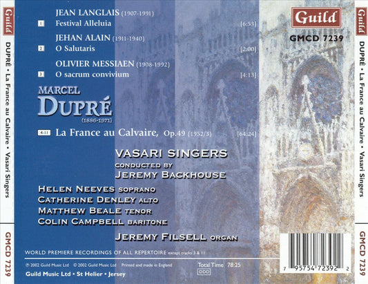 Marcel Dupré: La France au Calvaire; Motets by Langlais, Alain, Messiaen cover art