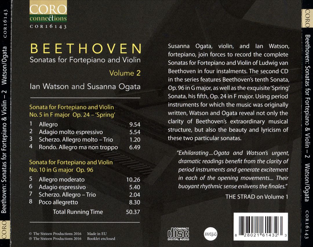 Beethoven: Sonatas for Fortepiano and Violin, Vol. 2 cover art
