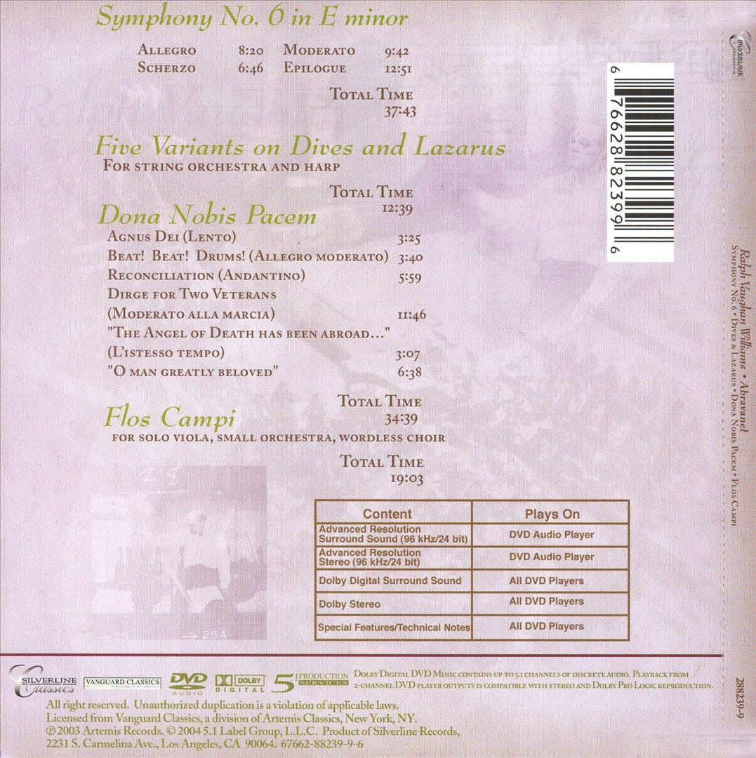 Vaughan Williams: Symphony No. 6; Dives & Lazarus; etc. [DVD Audio] cover art