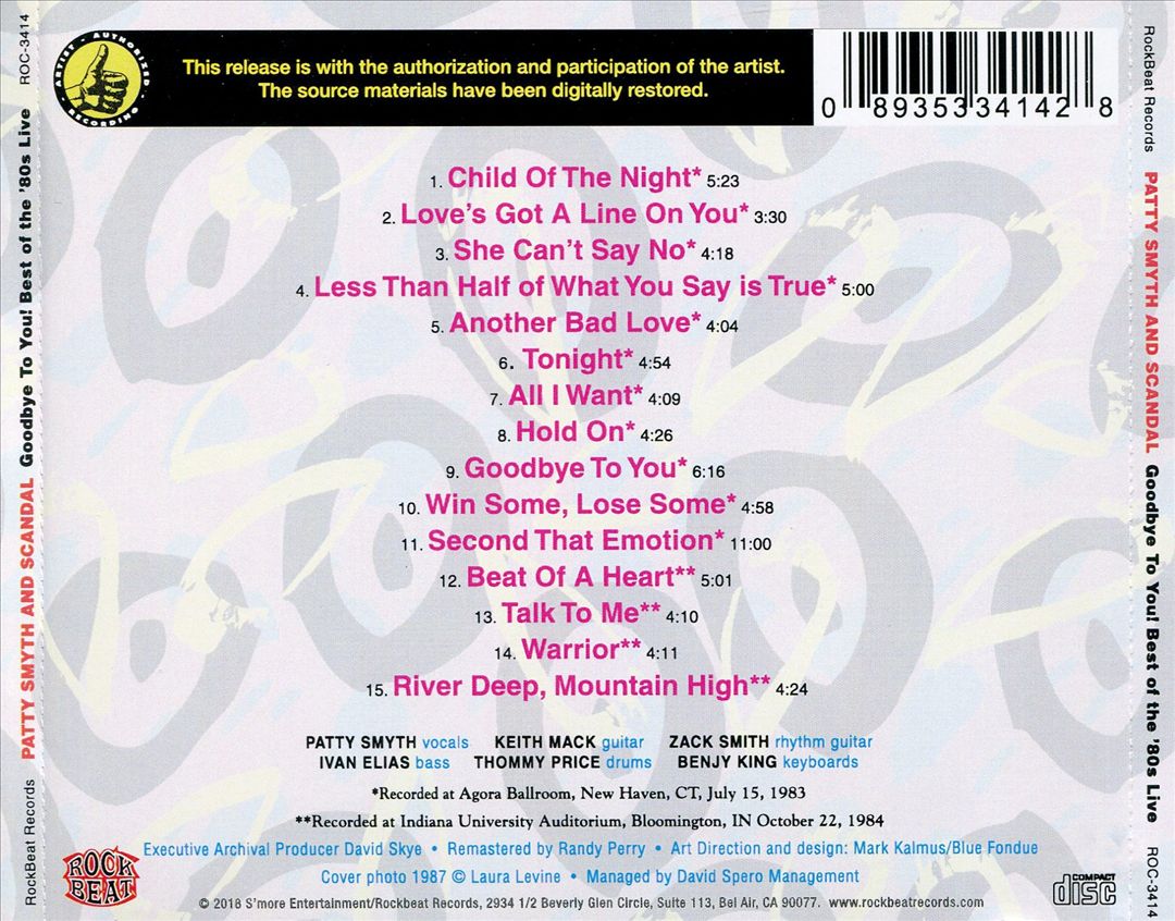 Goodbye to You: Best of the 80's Live cover art