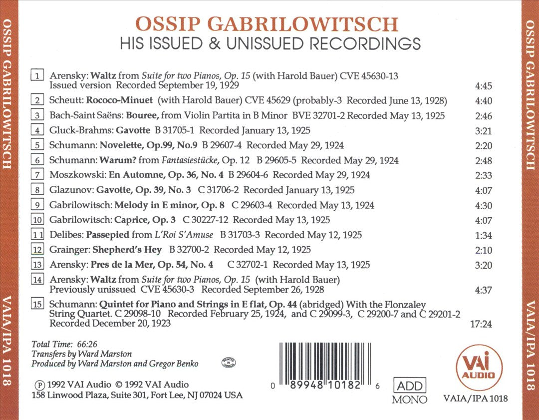 Ossip Gabrilowitsch cover art