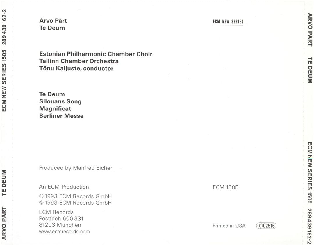 Arvo Pärt: Te Deum; Silovans Song; Magnificat; Berliner Messe cover art