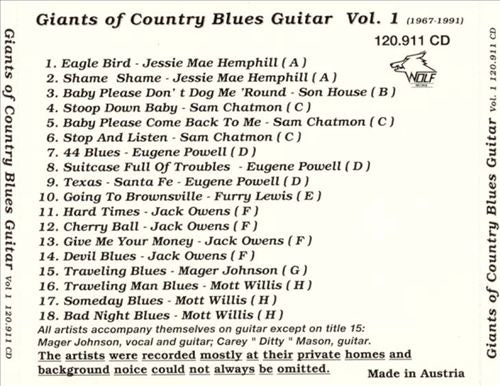 Giants of Country Blues Guitar, Vol. 1 cover art
