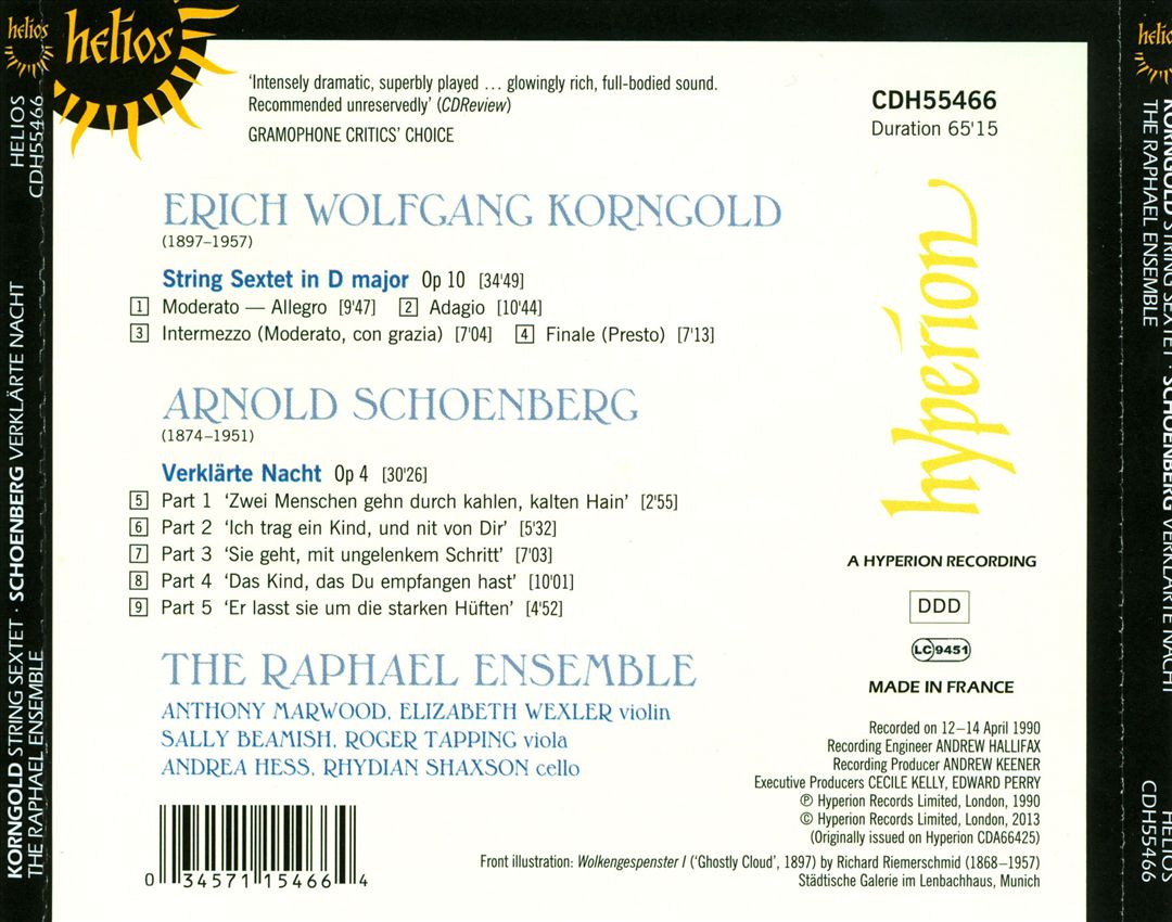 Korngold: String Sextet; Schoenberg: Verklärte Nacht cover art