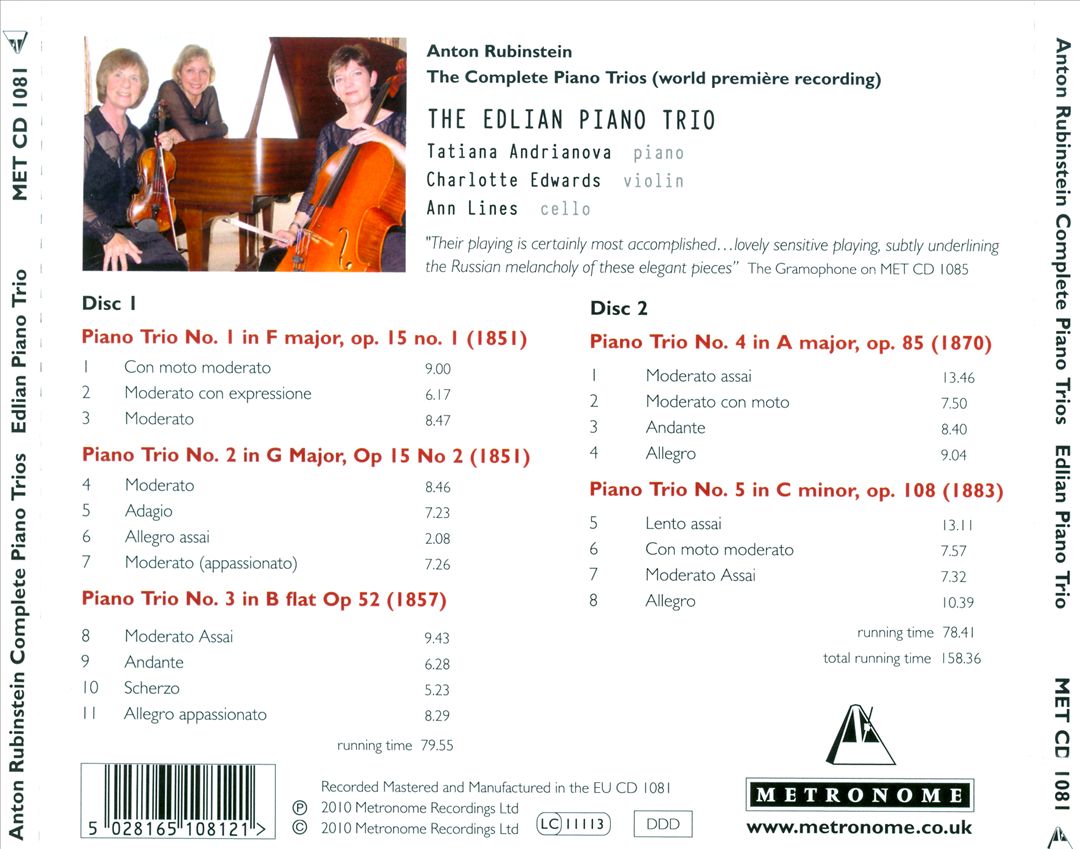 Anton Rubinstein: The 5 Piano Trios cover art