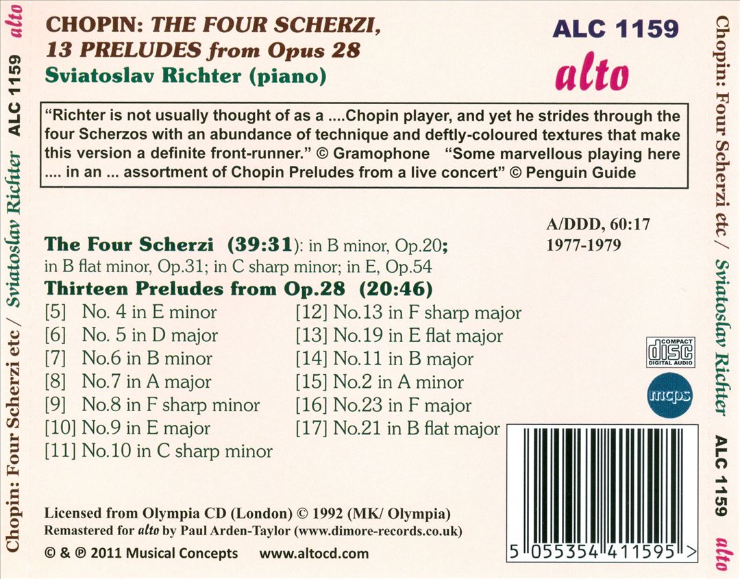 Chopin: 4 Scherzi & 13 Preludes from Op. 28 cover art