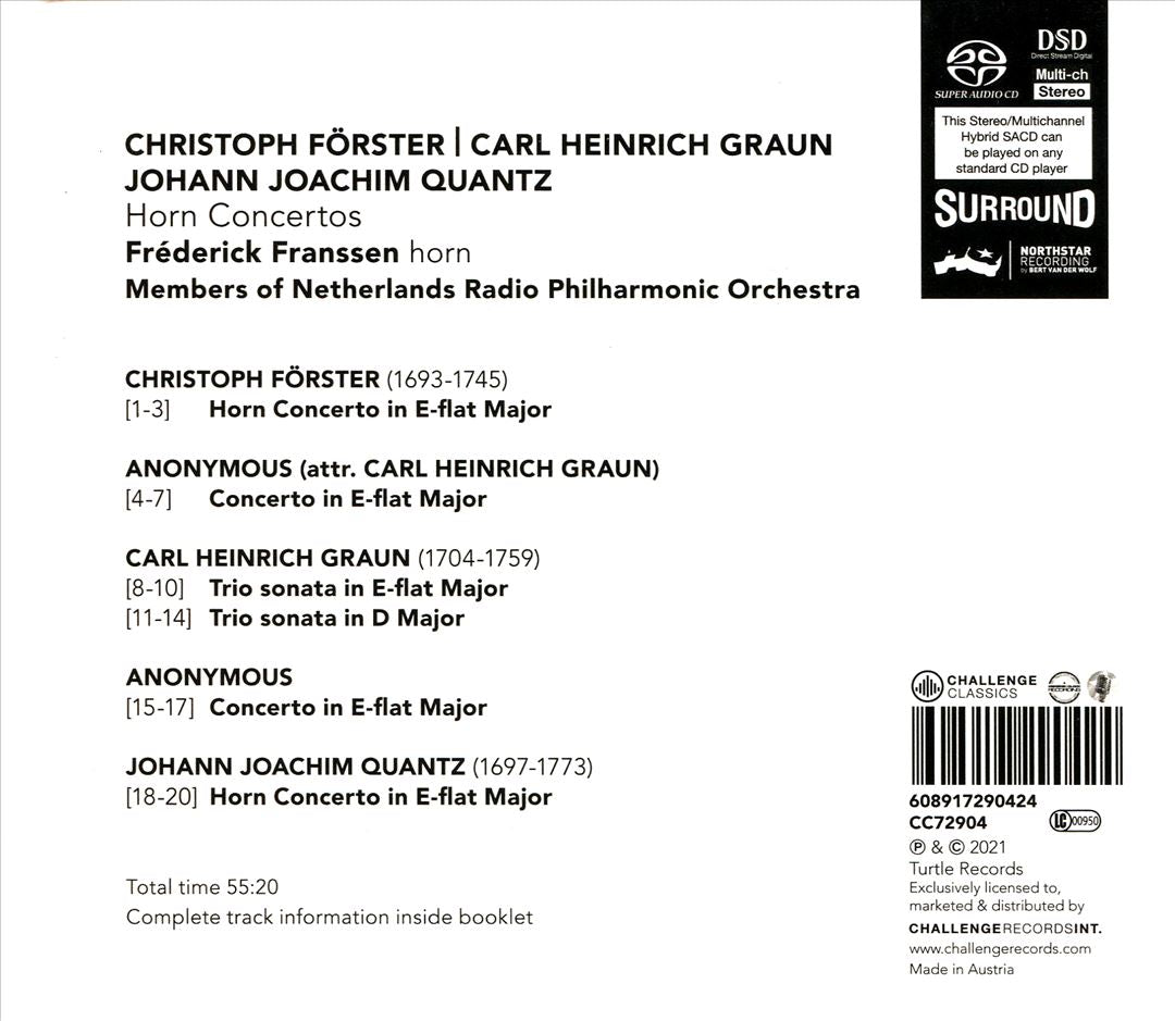 Horn Concertos: Christoph Forster, Carl Heinrich Graun, Johann Joachim Quantz cover art