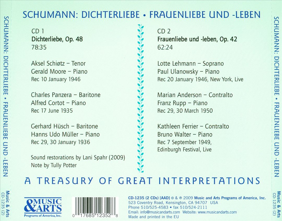 Schumann: Dichterliebe; Frauenliebe und -leben cover art