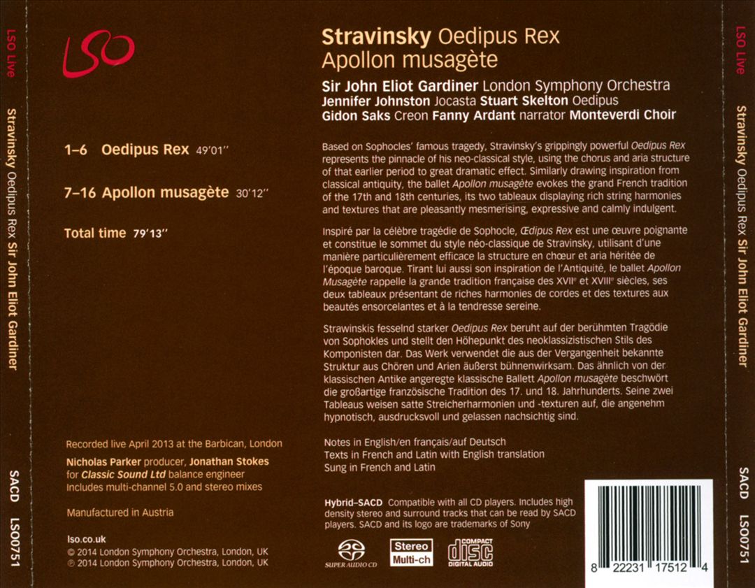 Stravinsky: Oedipus Rex; Apollon musagète cover art
