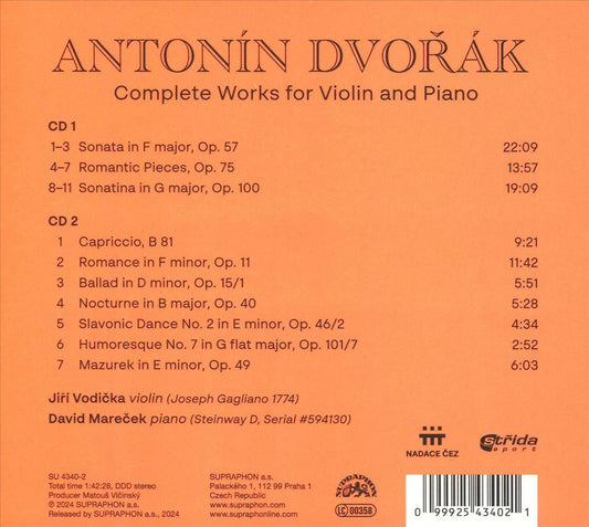 Antonín Dvorák: Complete Works for Violin and Piano cover art