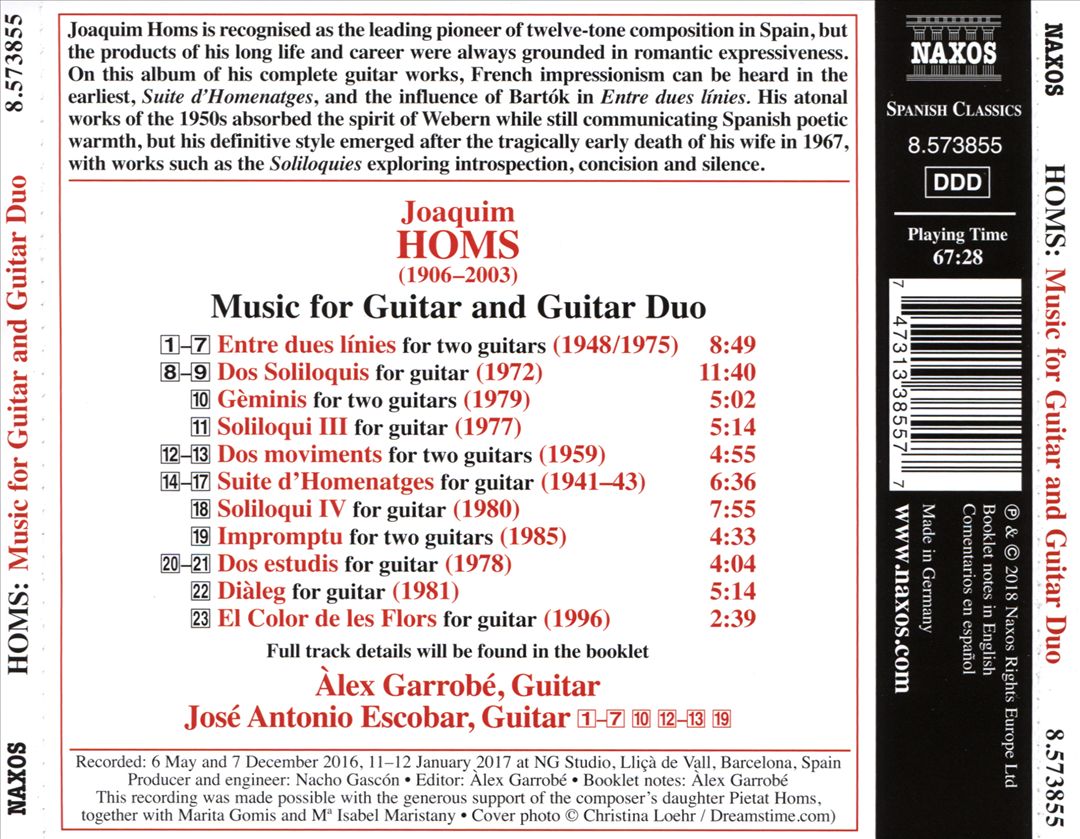 Homs: Music for Guitar and Guitar Duo cover art