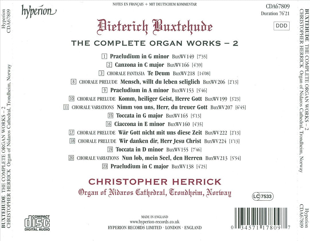 Buxtehude: The Complete Organ Works, Vol. 2 cover art