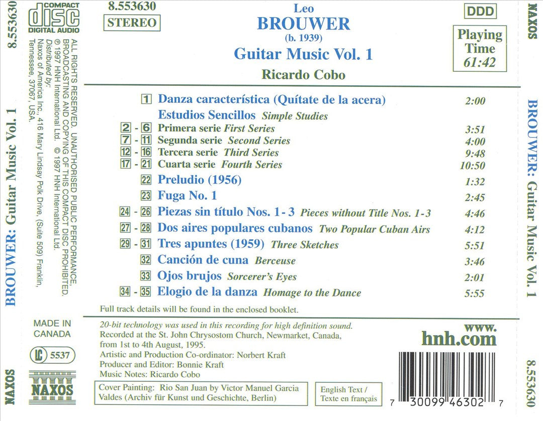 Leo Brouwer: Guitar Music, Vol. 1 cover art