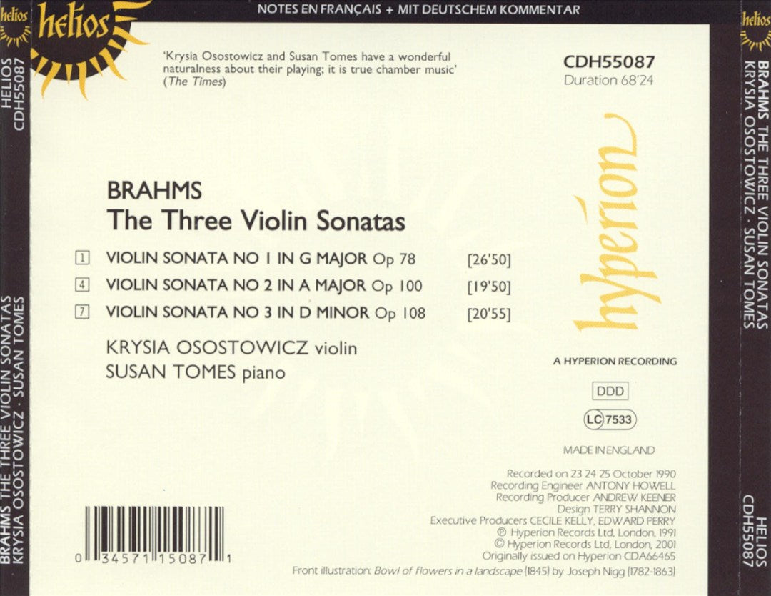 Brahms: The Three Violin Sonatas cover art