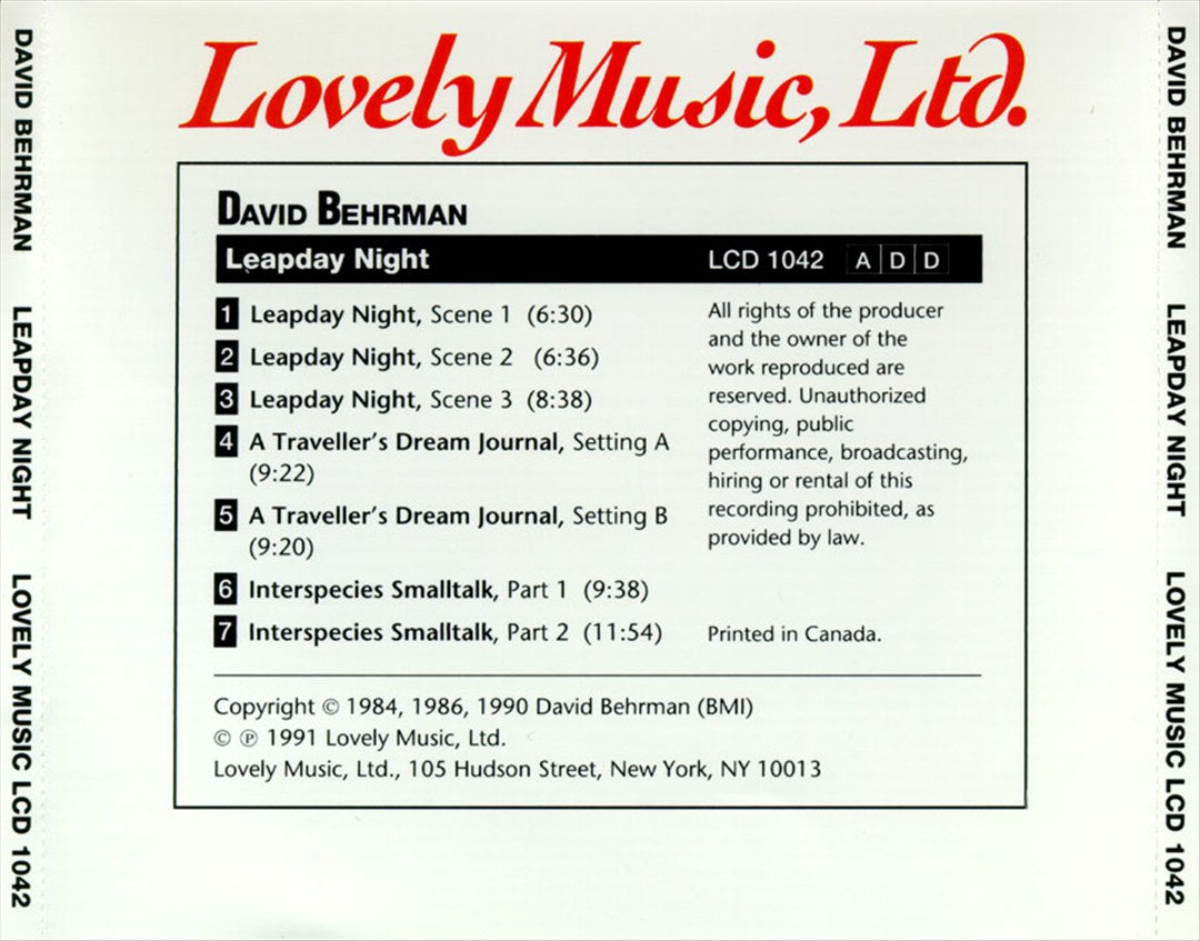 Behrman: Leapday Night cover art