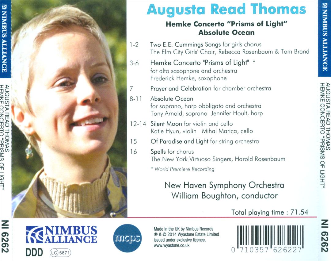 Portrait of Augusta Read Thomas: Hemke Concerto "Prisms of Light"; Absolue Ocean cover art
