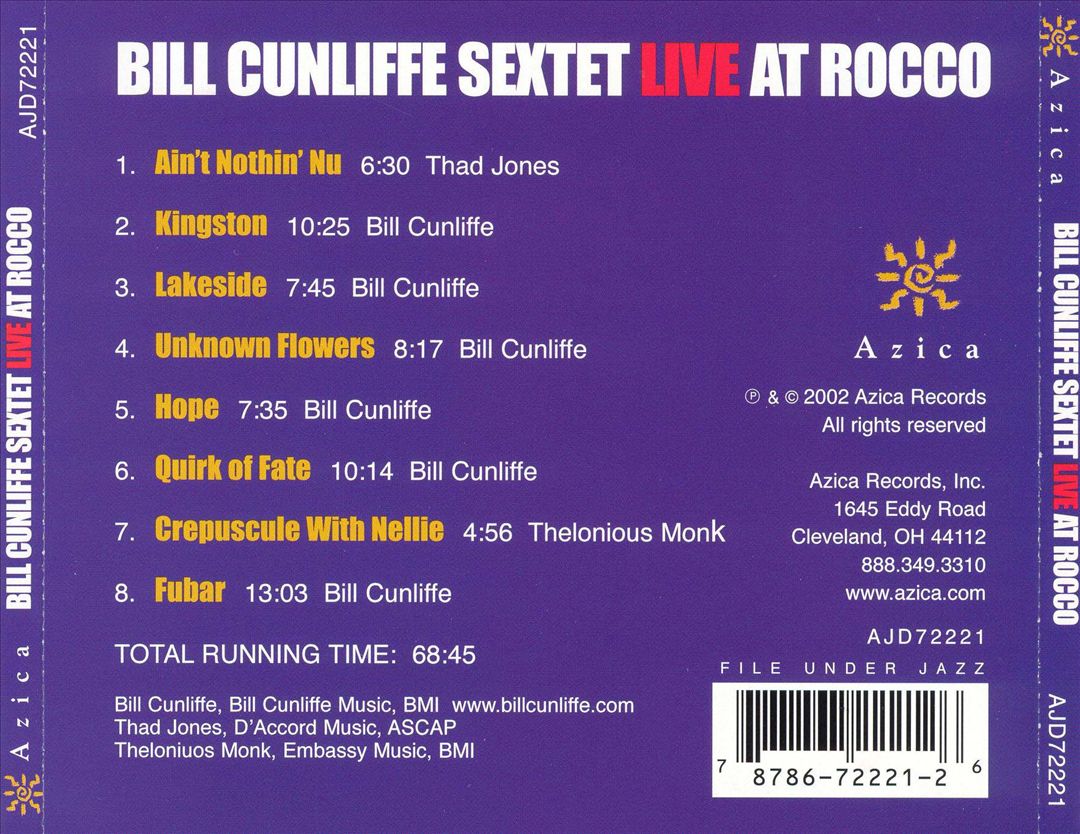 Bill Cunliffe Sextet: Live at Rocco cover art