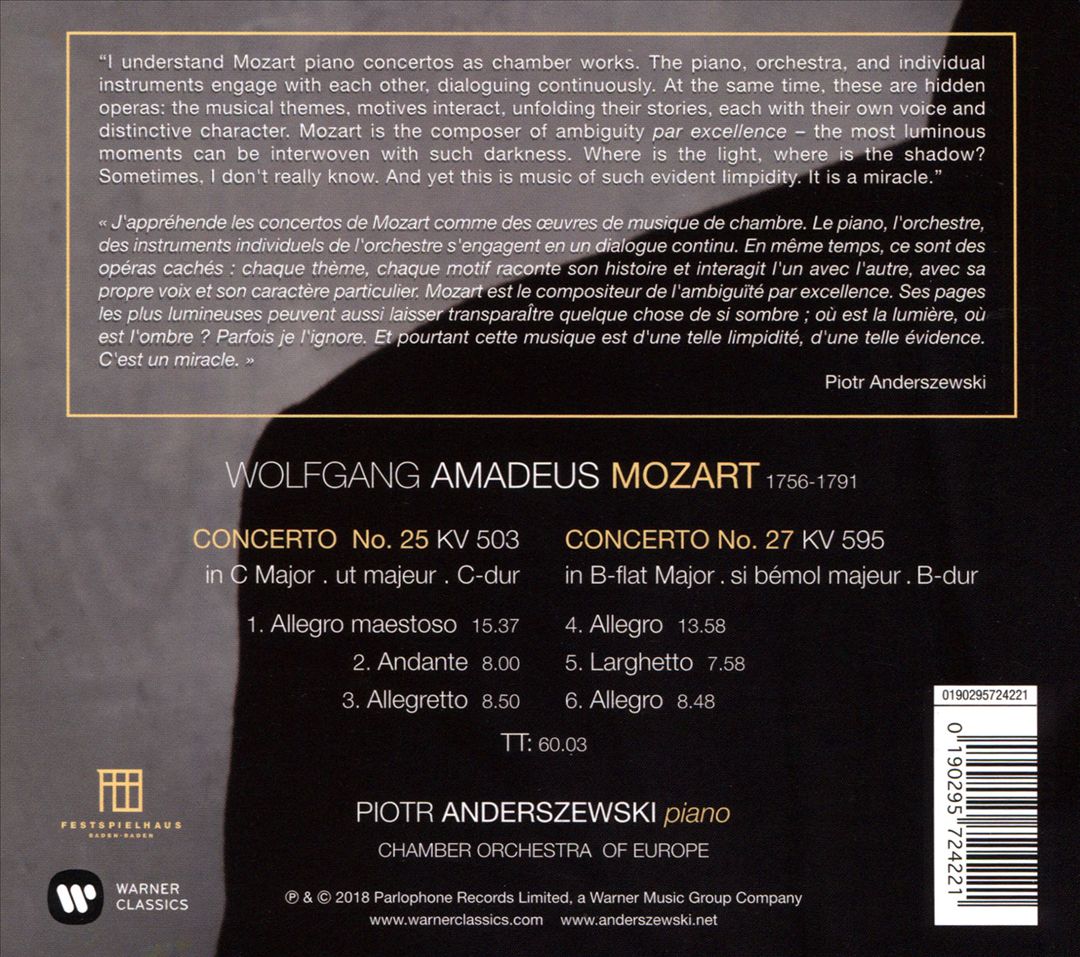 Mozart: Piano Concertos 25 & 27 cover art