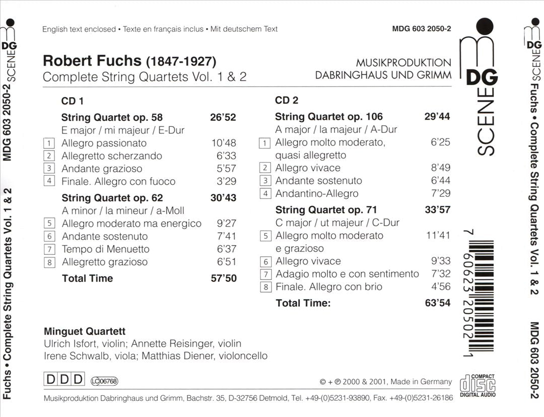 Robert Fuchs: Complete String Quartets, Opp. 52, 68, 71 & 106 cover art