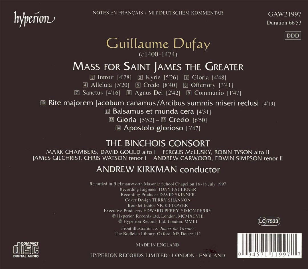 Dufay: Music for St. James the Greater cover art
