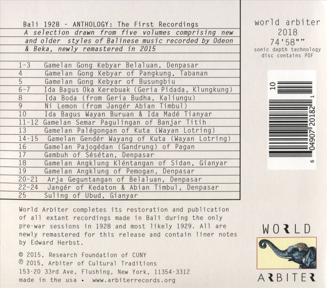 Bali 1928-Anthology: The First Recordings cover art