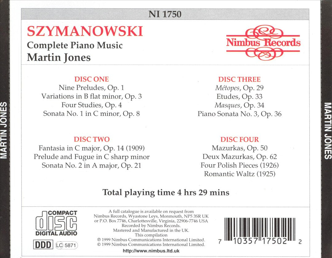 Karol Szymanowski: Complete Piano Music cover art