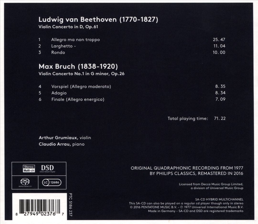 Beethoven, Bruch: Violin Concertos cover art