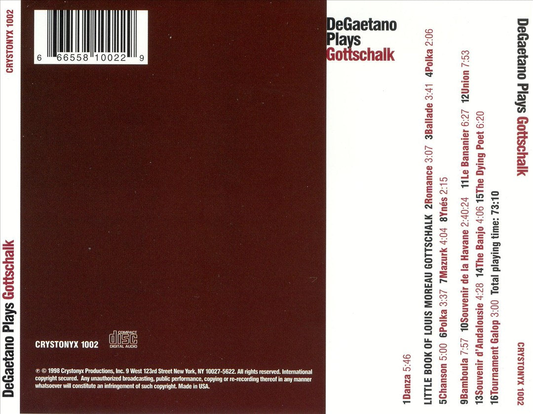 DeGaetano Plays Gottschalk cover art