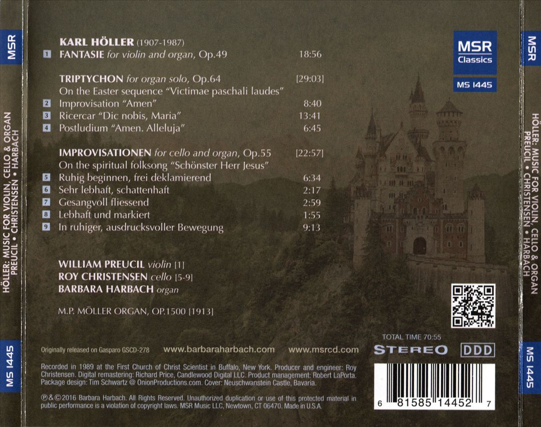Karl Höller: Music for Violin, Cello and Organ cover art