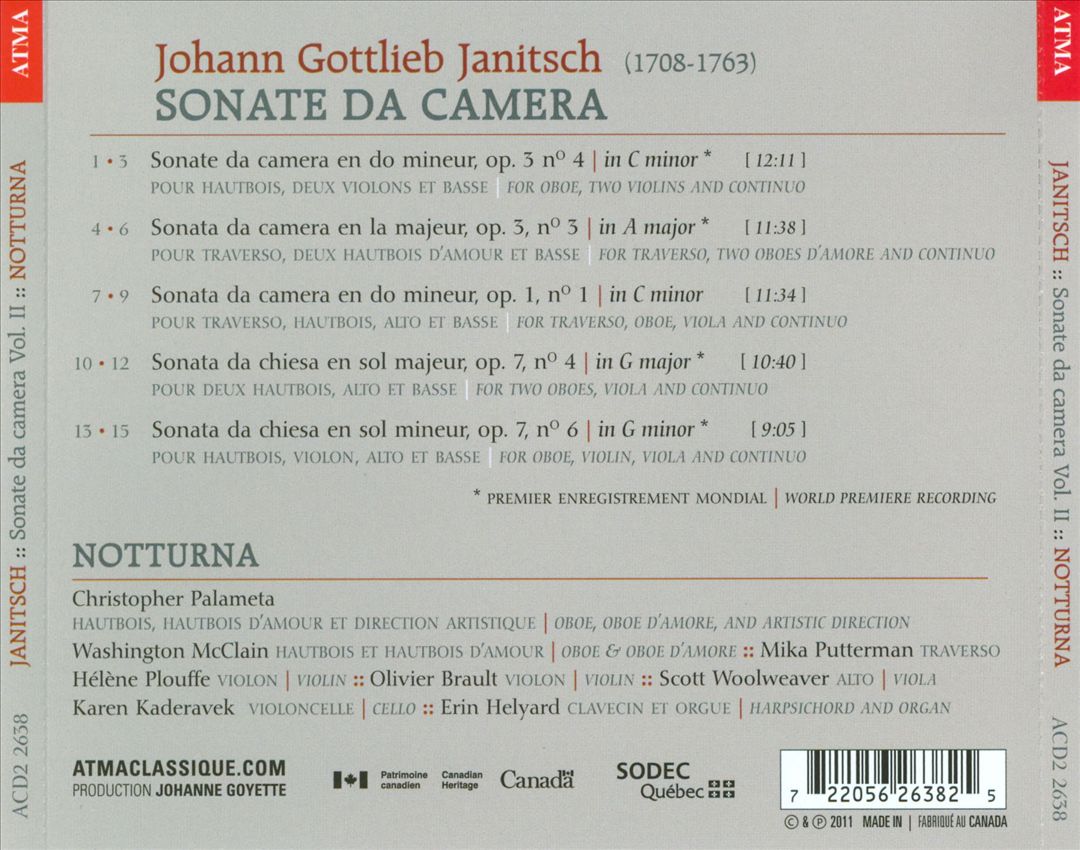 Johann Gottlieb Janitsch: Sonate da camera, Vol. 2 cover art