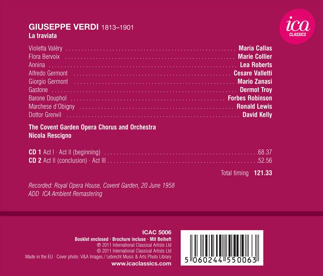 Verdi: La Traviata - Legendary Covent Garden Performance 20 June 1958 cover art