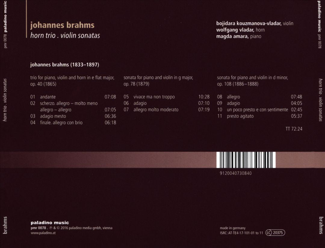 Johannes Brahms: Horn Trio; Violin Sonatas cover art