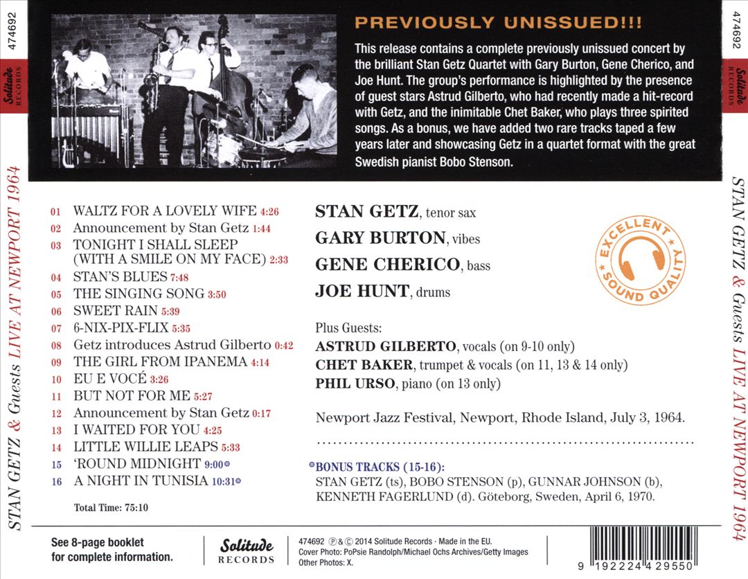 Stan Getz & Guests: Live at Newport 1964 cover art