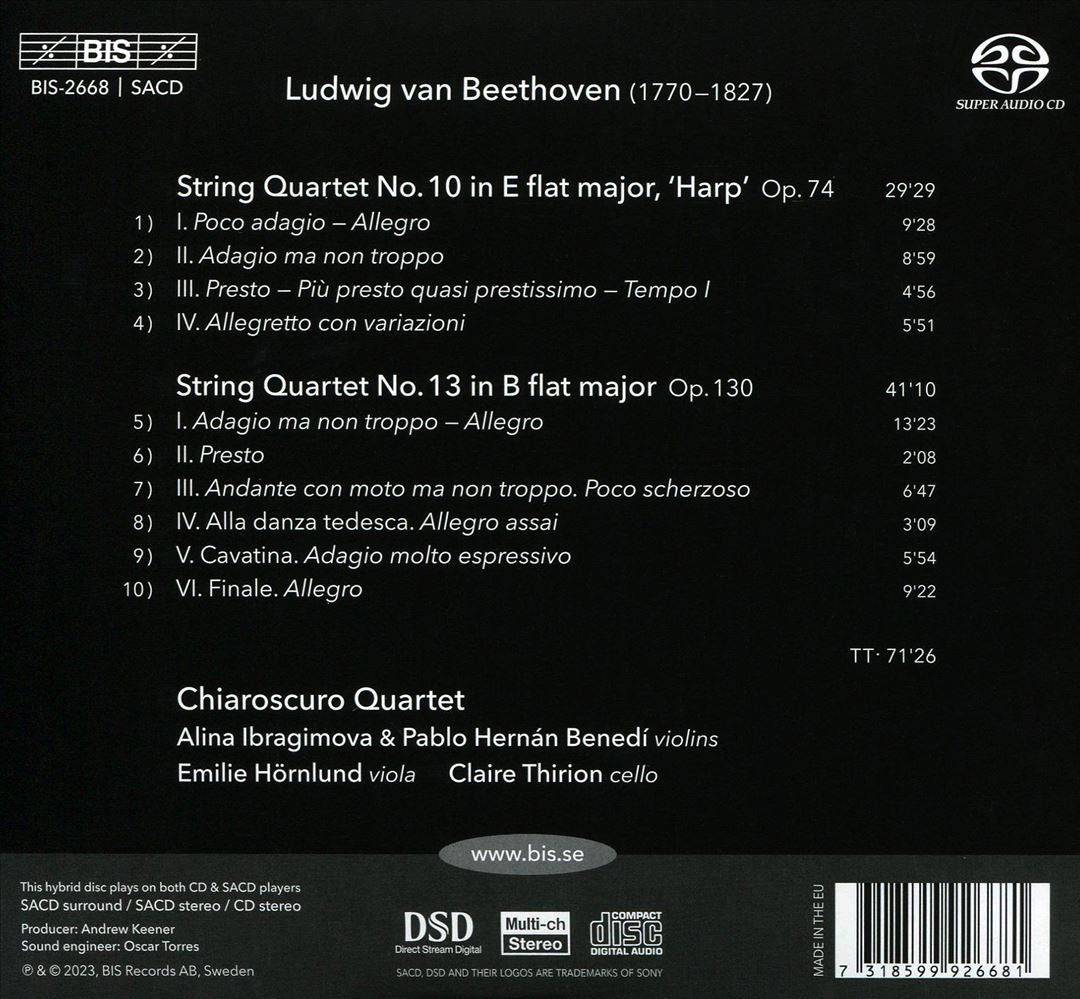 Beethoven: String Quartets, Op. 74 & 130 cover art