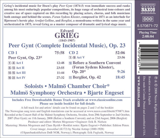 Grieg: Peer Gynt (Complete Incidental Music) cover art