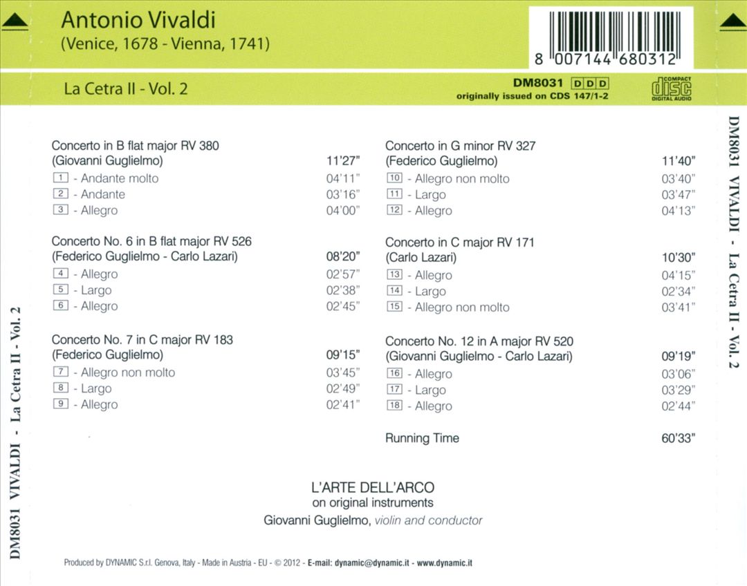 Vivaldi: La Cetra II, Vol. 2 cover art