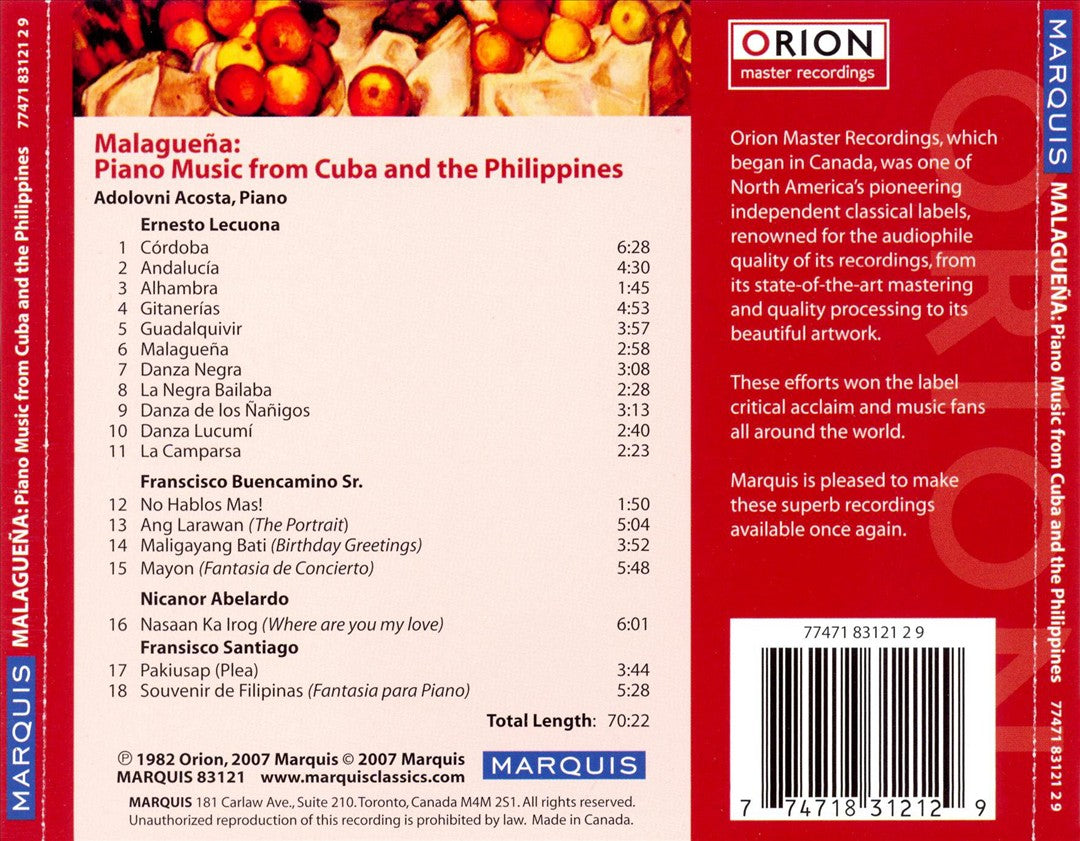 Malagueña: Piano Music from Cuba & the Philippines cover art