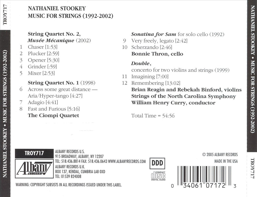 Nathaniel Stookey: Music for Strings, 1992-2002 cover art