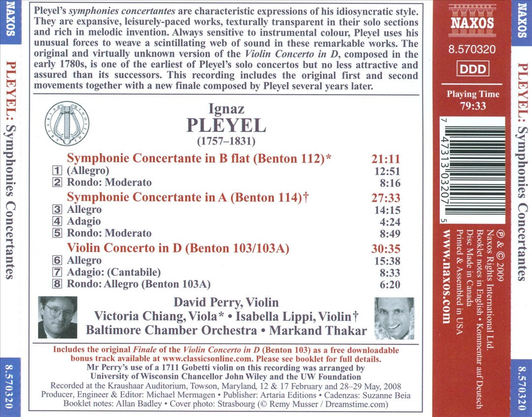 Ignaz Pleyel: Symphonies Concertantes; Violin Concerto in D cover art