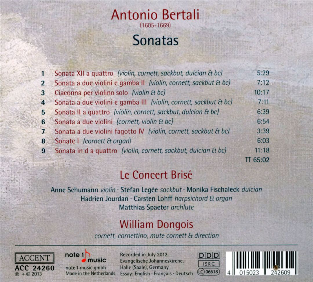 Antonio Bertali: Sonatas cover art