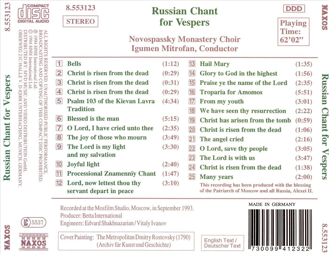 Russian Chant for Vespers cover art