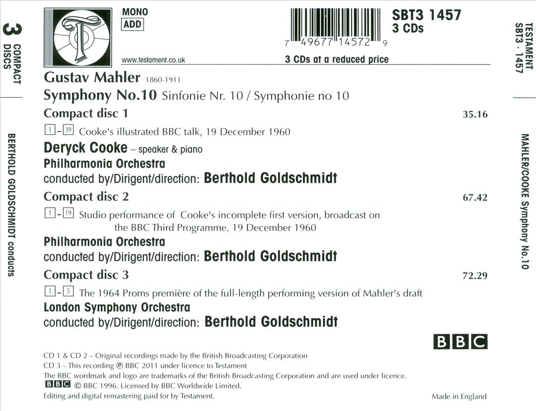 Gustav Mahler: Symphony No. 10 (Deryck Cooke Performing Version) cover art