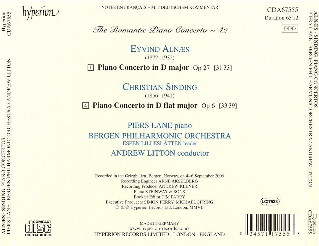 Romantic Piano Concerto, Vol. 19 - Alnæs & Sinding cover art