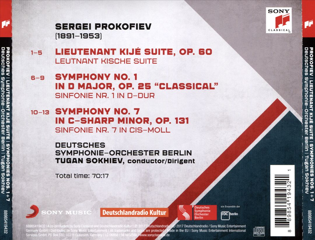 Prokofiev: Lieutenant Kijé Suite; Symphonies Nos. 1 + 7 cover art