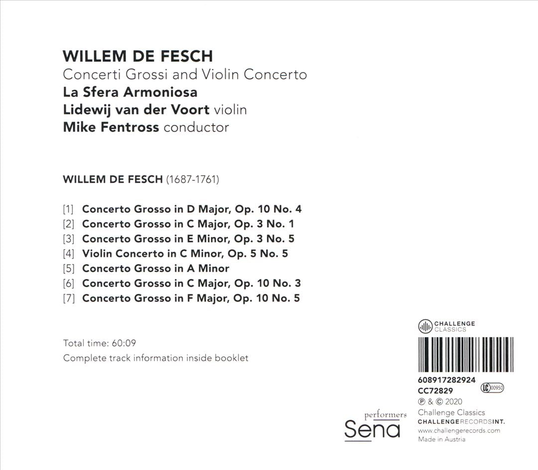 Willem de Fesch: Concerti Grossi & Violin Concertos cover art