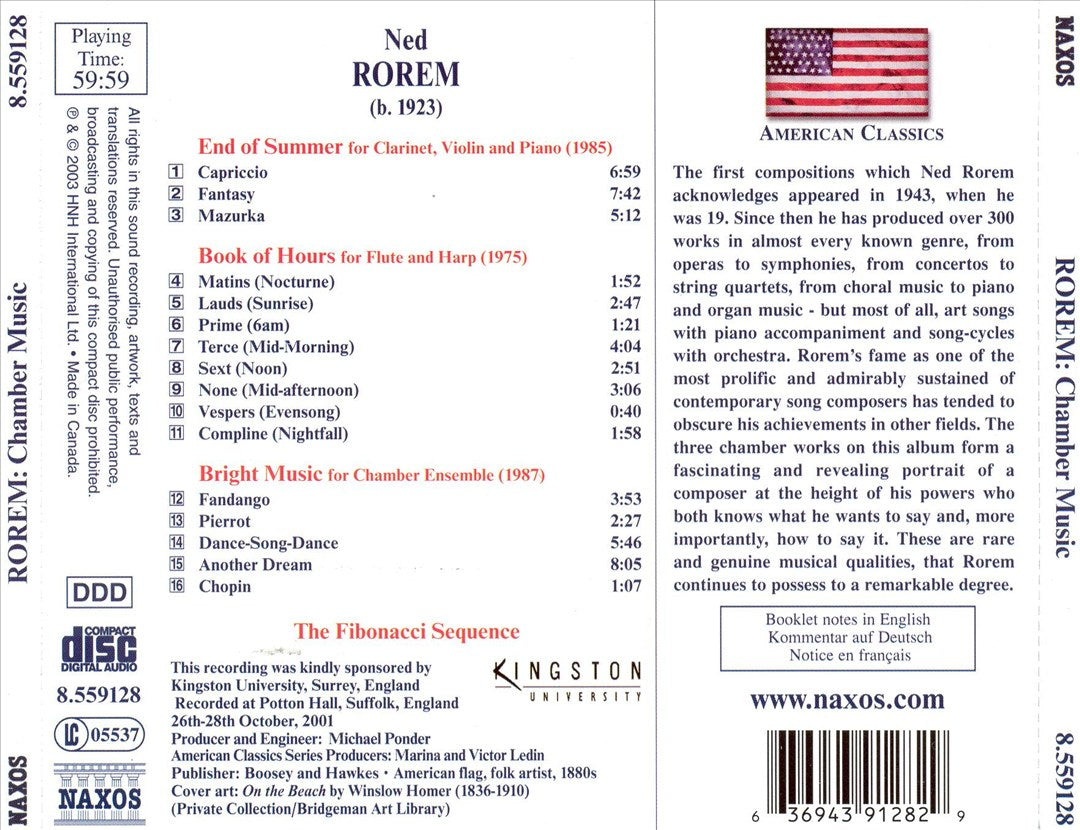 Rorem: The End of Summer cover art