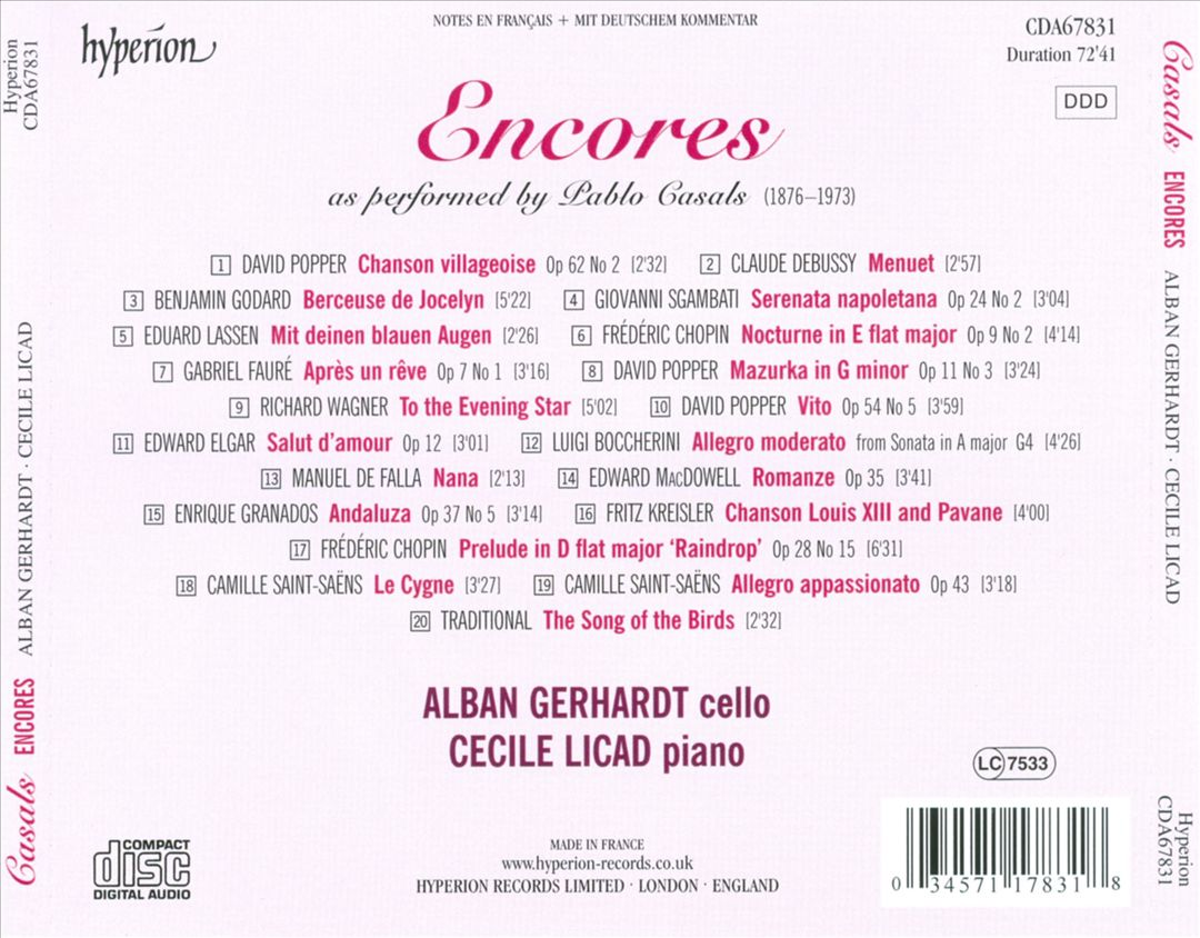 Casals Encores cover art
